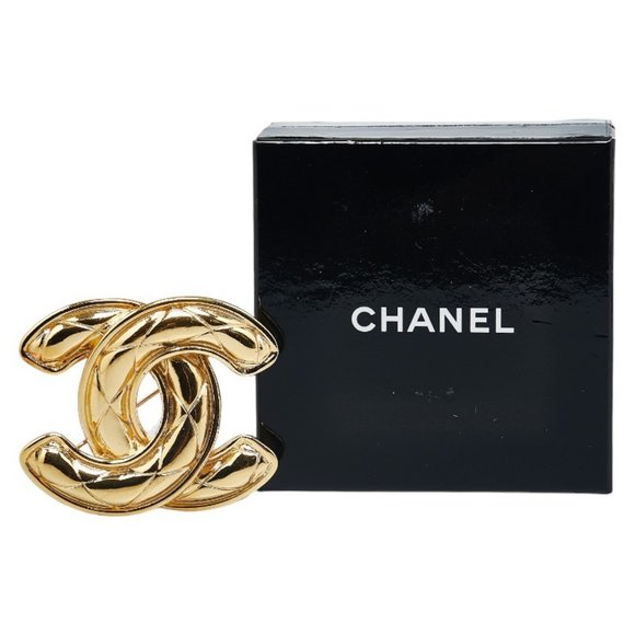Chanel Coco Mark Matelasse Brooch Gold Plated Women's CHANEL - Picture 5 of 5